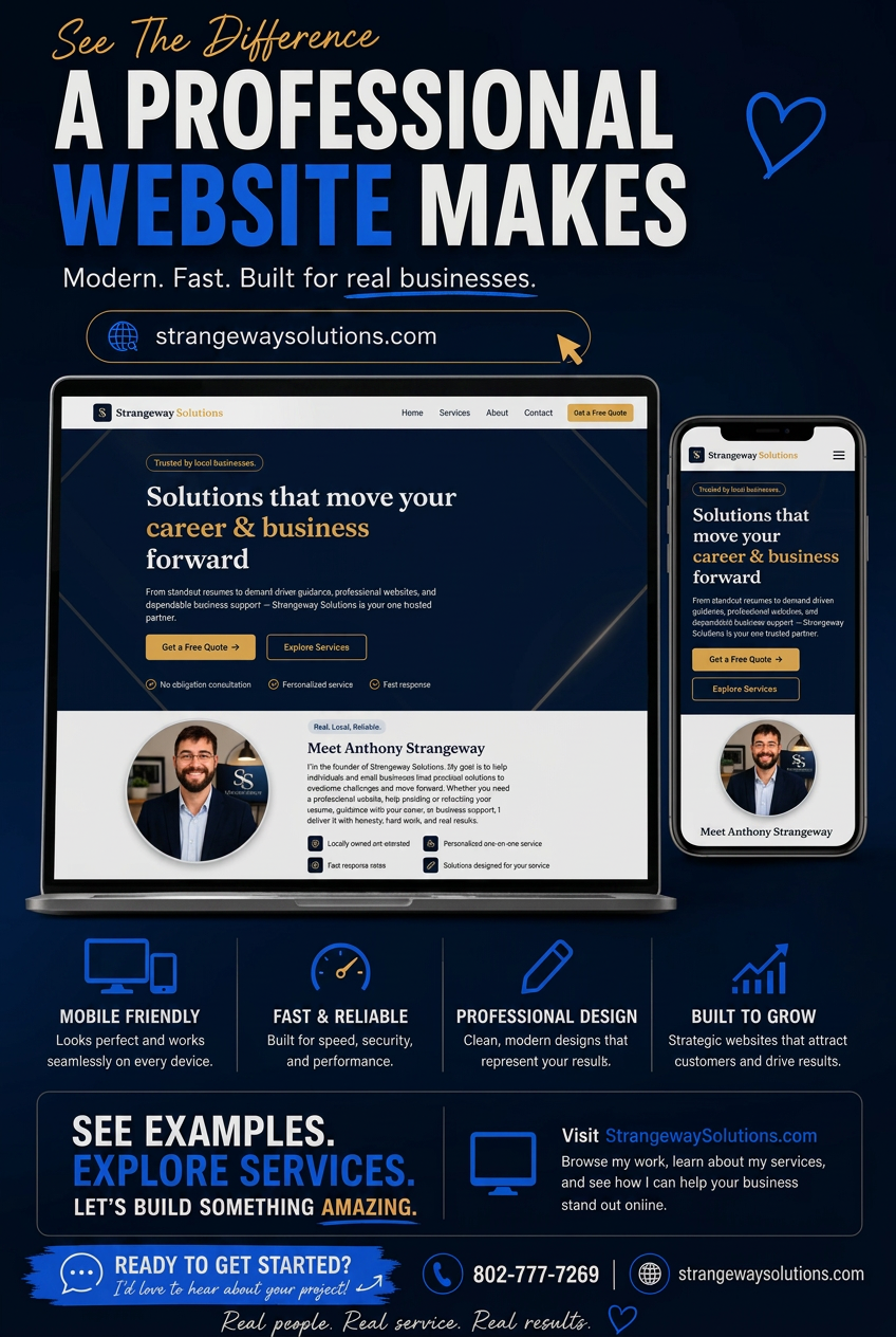 See the difference a professional website makes — modern, fast websites built for real businesses, shown on desktop and mobile, with mobile-friendly, fast and reliable, professional design built to grow your business.